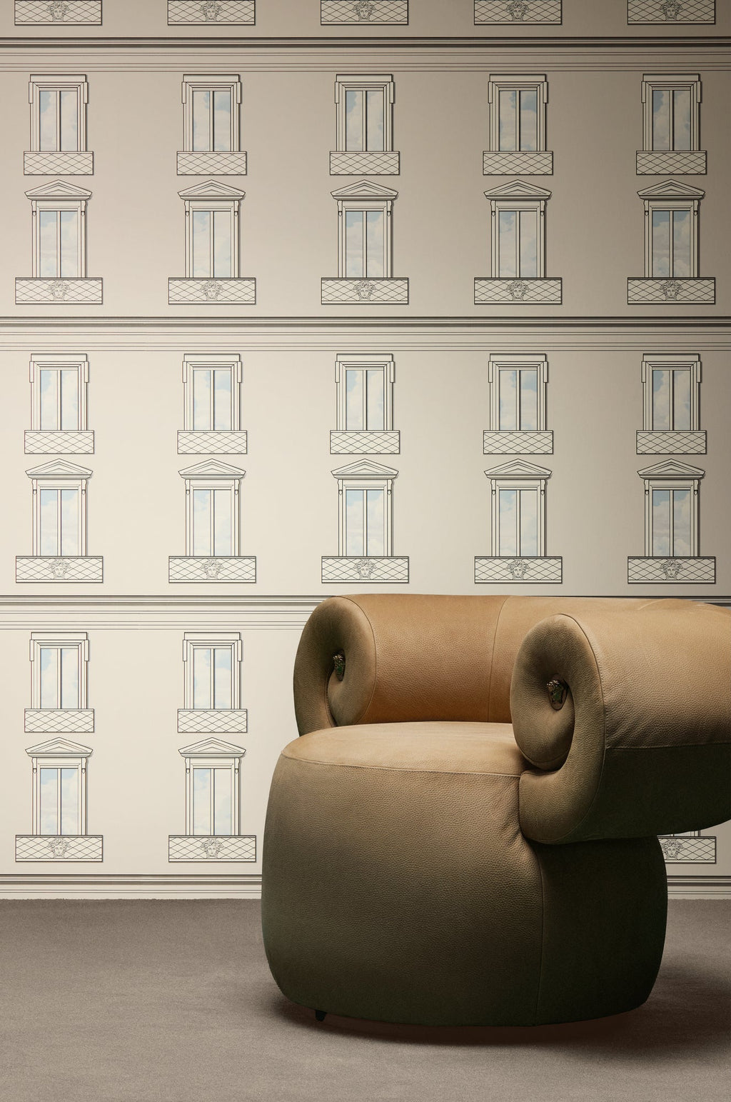 Versace 6-Vliestapete Vinyltapete Beige Medusakopf