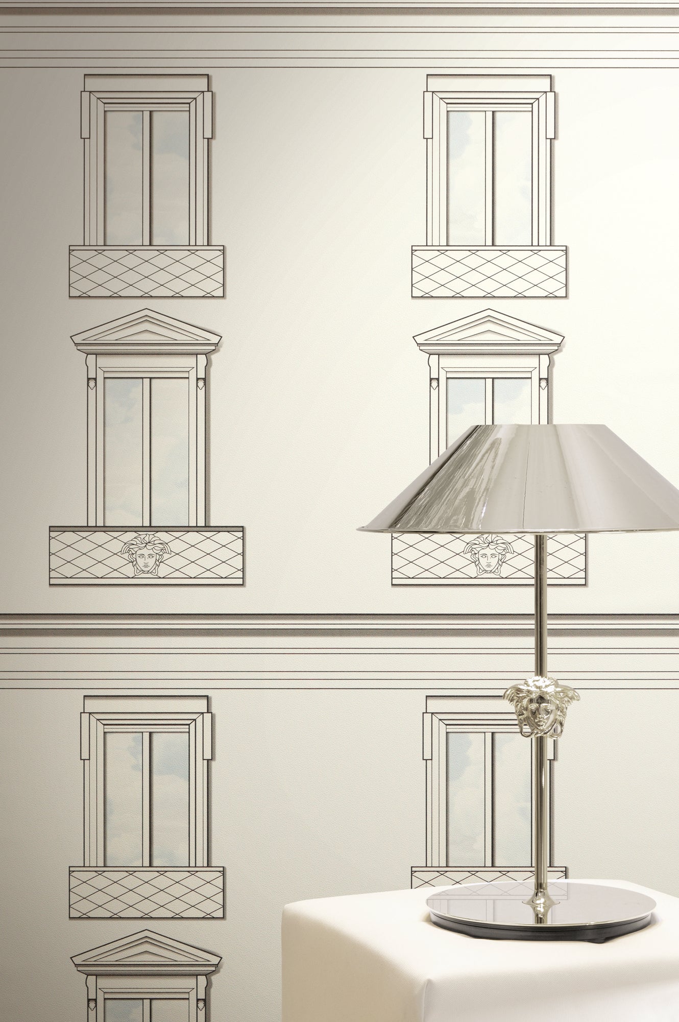 Versace 6-Vliestapete Vinyltapete Weis Medusakopf