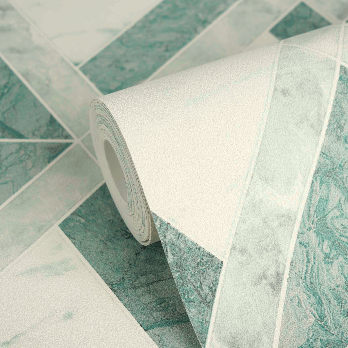 Papel pintado vinílico Versace 6 verde rombos y romboides - Matex - Imagen 2