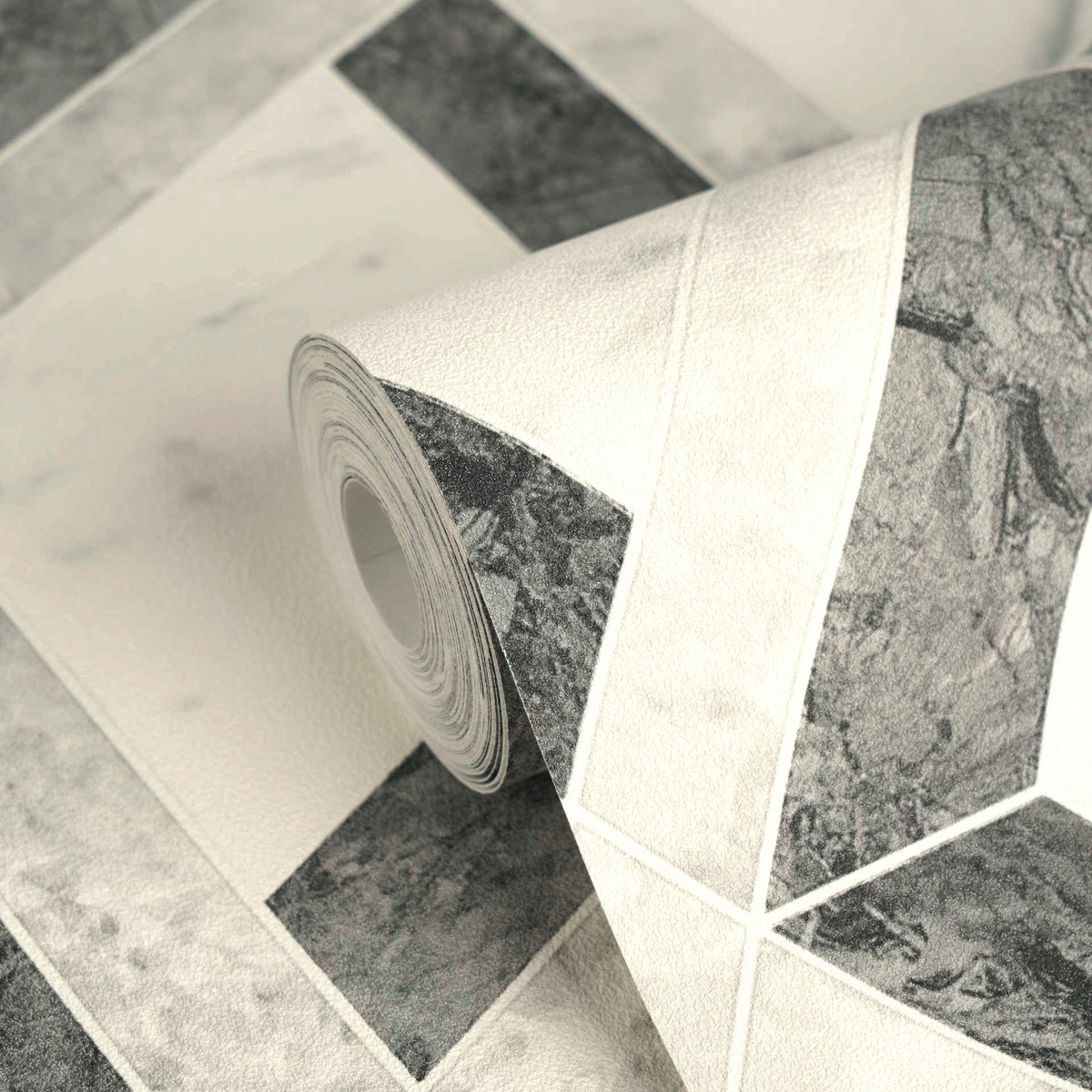 Papel pintado vinílico Versace 6 gris rombos y romboides - Matex - Imagen 2