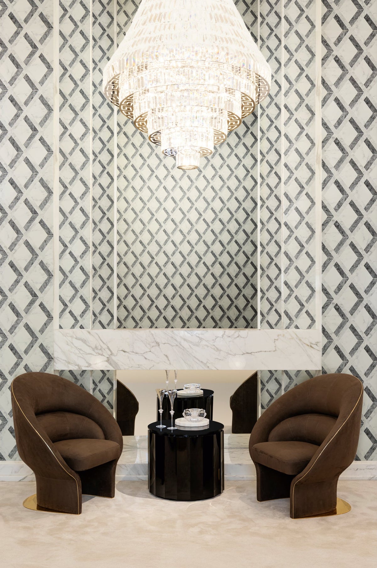 Papel pintado vinílico Versace 6 gris rombos y romboides - Matex - Imagen 7