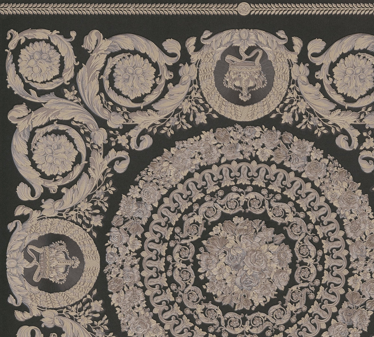 Papel pintado vinílico Versace 6 negro logotipo icónico de Versace - Matex - Imagen 8