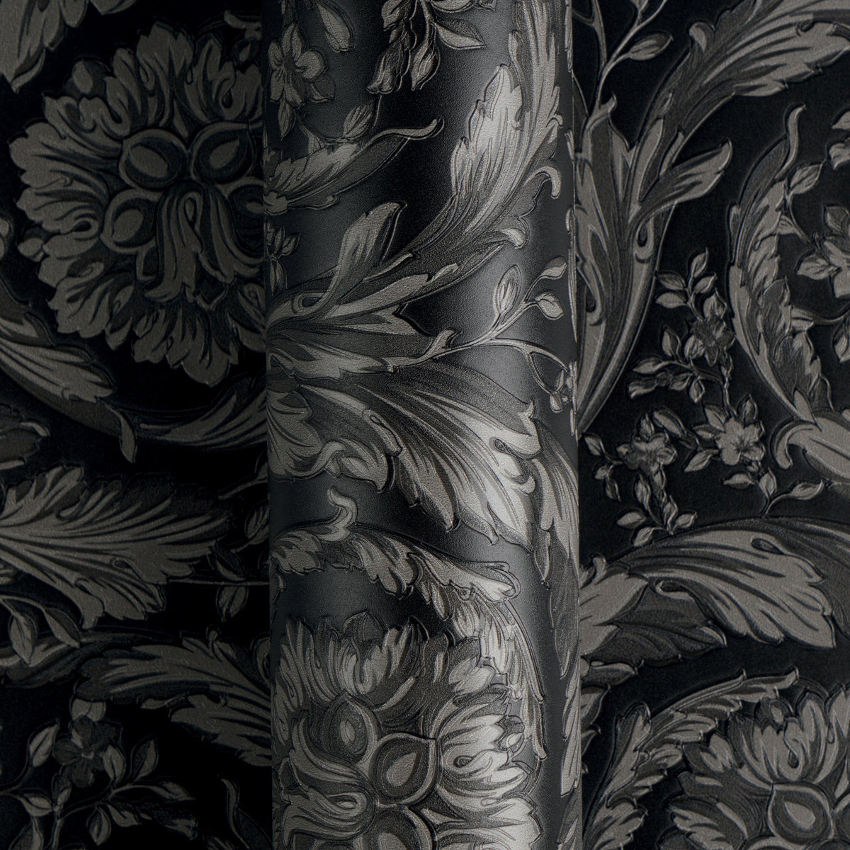 Papel pintado vinílico Versace 6 gris floral - Matex - Imagen 3