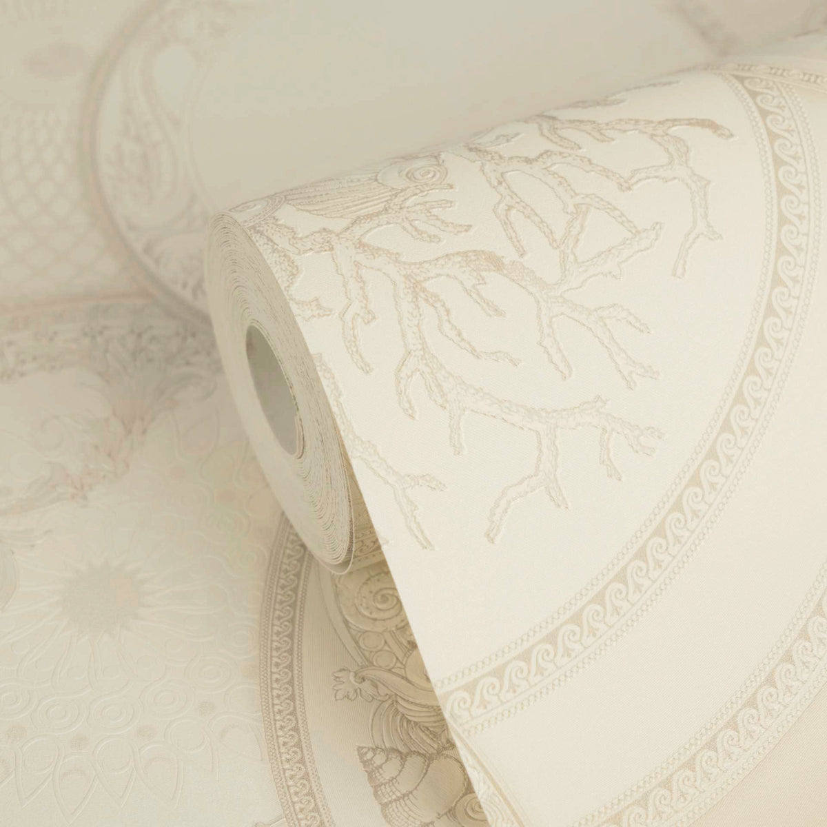 Papel pintado vinílico Versace 6 beige círculos geométricos - Matex - Imagen 2