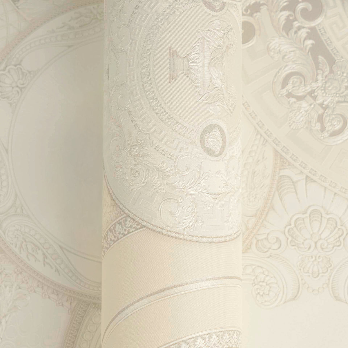 Papel pintado vinílico Versace 6 beige círculos geométricos - Matex - Imagen 3