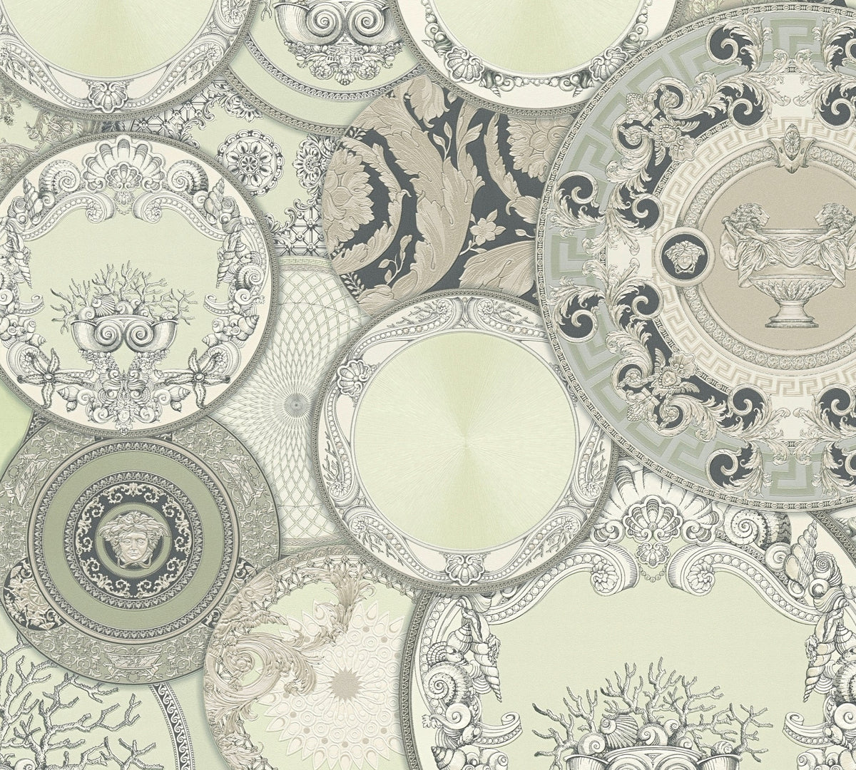 Papel pintado vinílico Versace 6 verde círculos geométricos - Matex - Imagen 7
