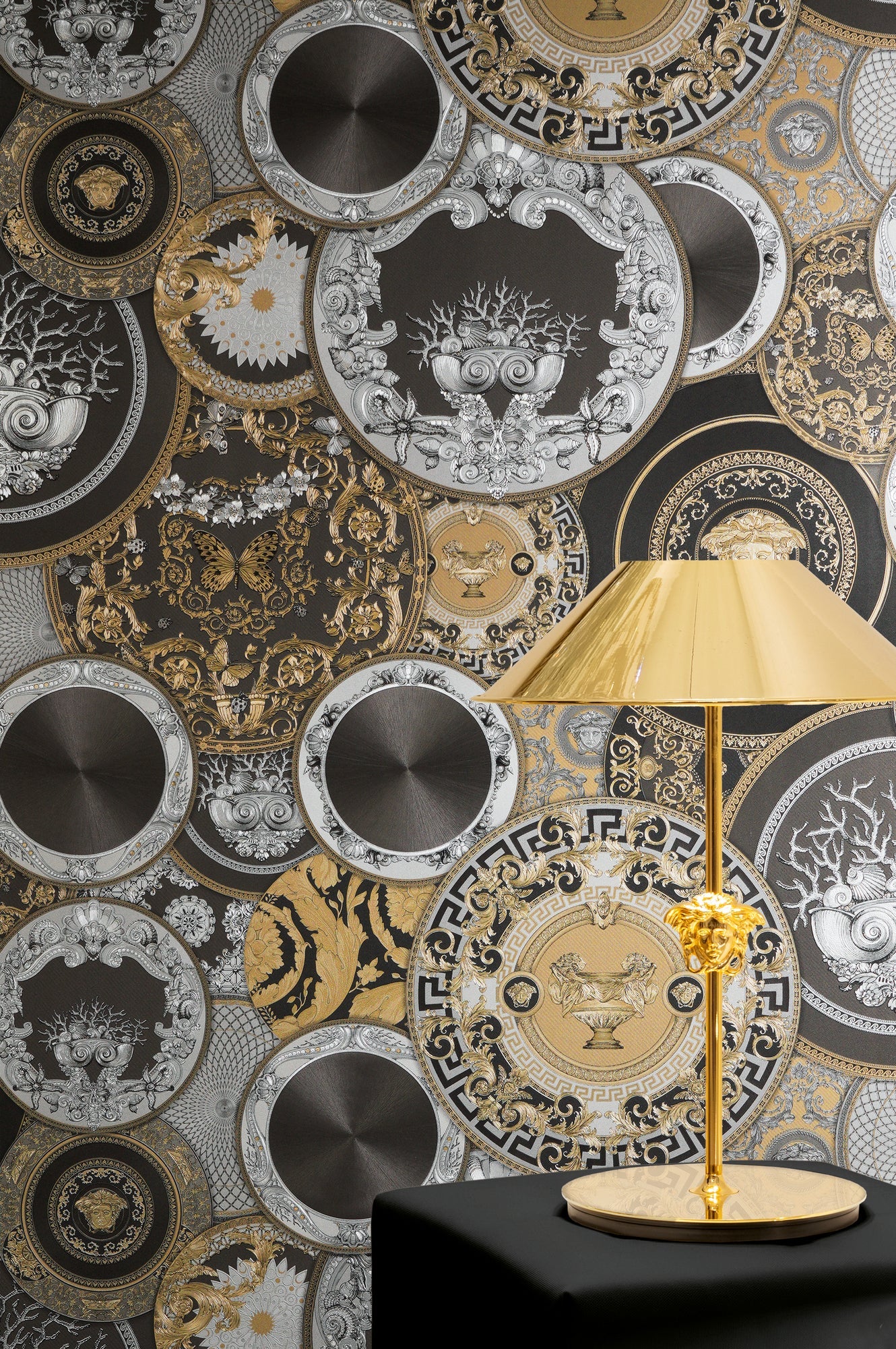 Versace 6-Vliestapete Vinyltapete Schwarz Kreise