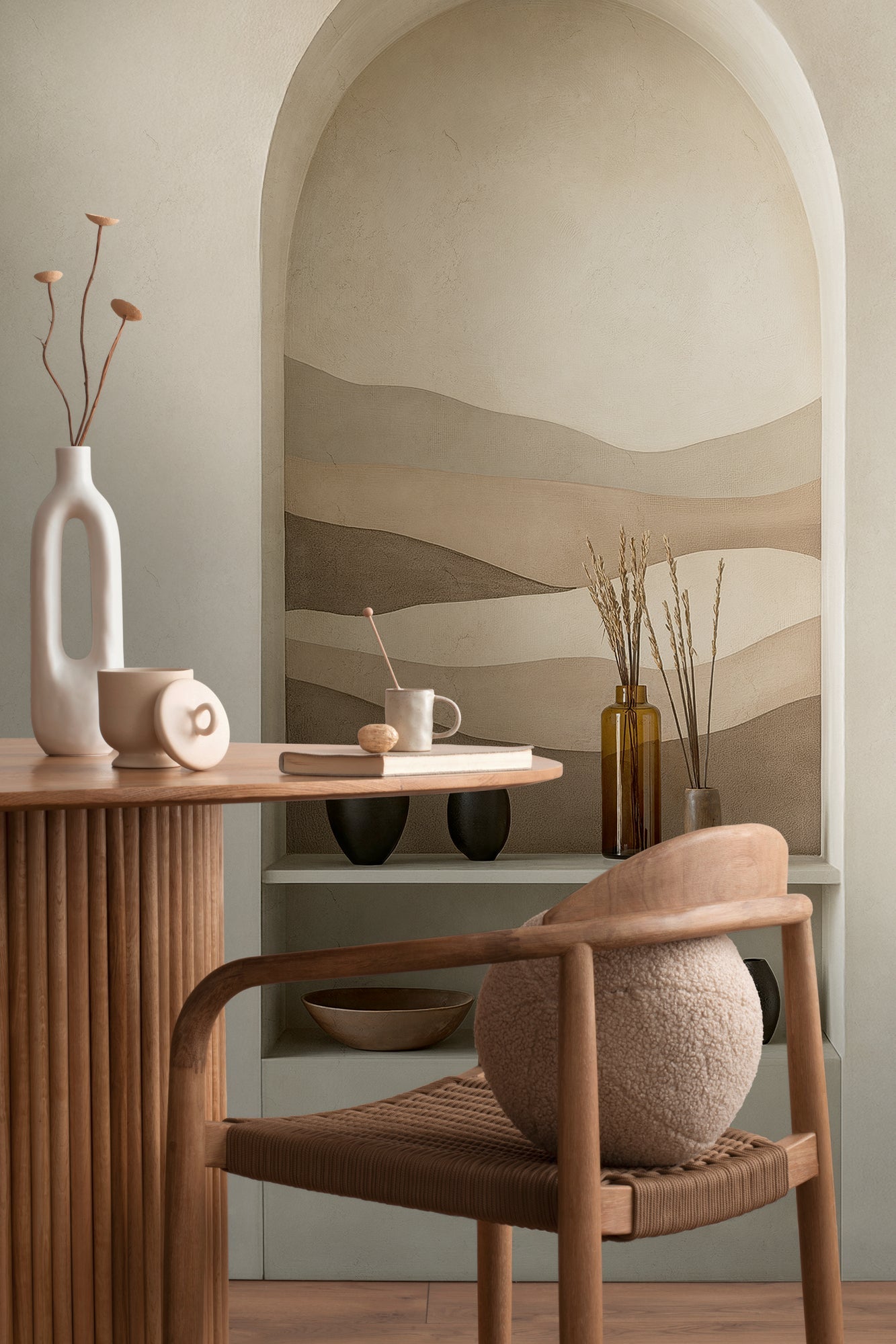 Hochwertige Fototapete Beige 3-d