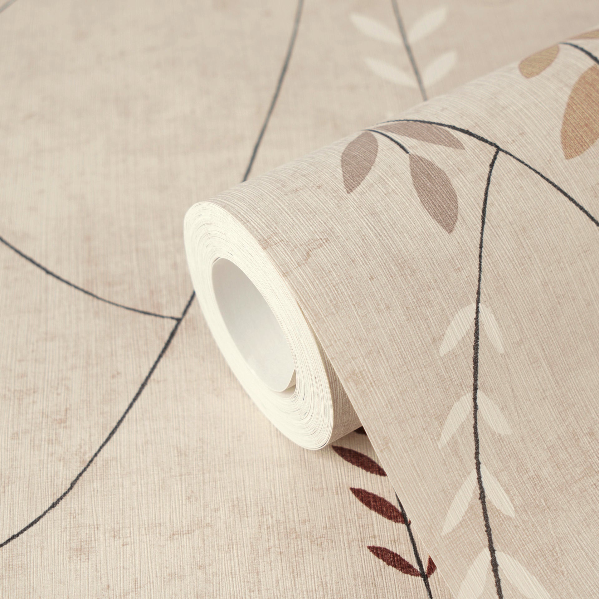 Hochwertige Vliestapete Beige Floral