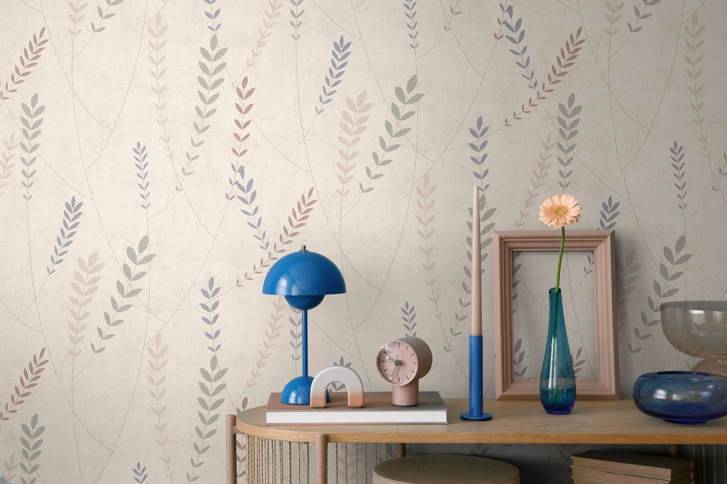 Hochwertige Vliestapete Beige Floral