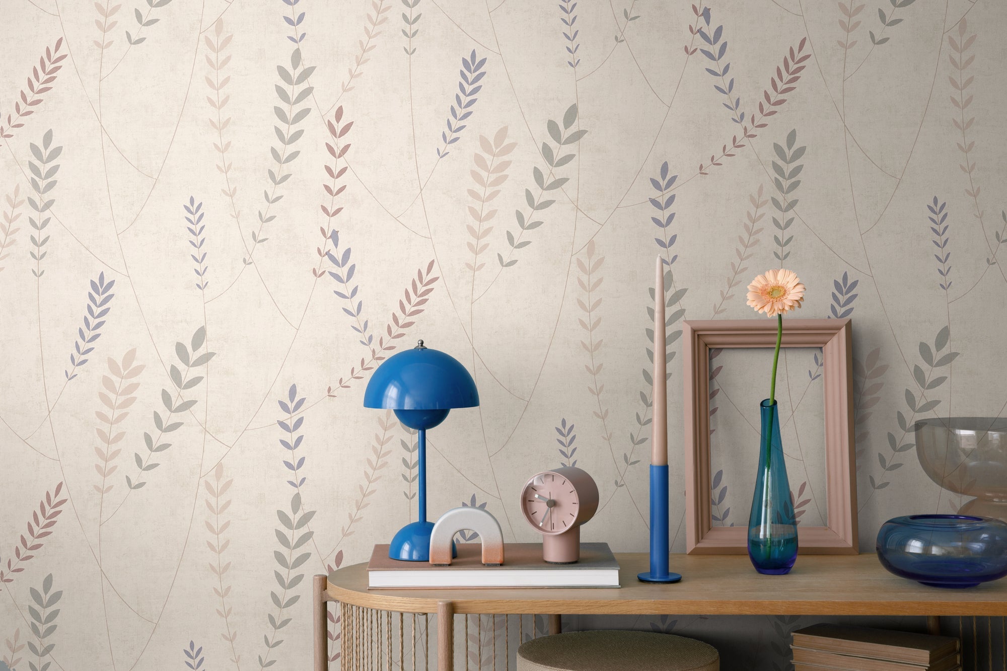 Hochwertige Vliestapete Beige Floral