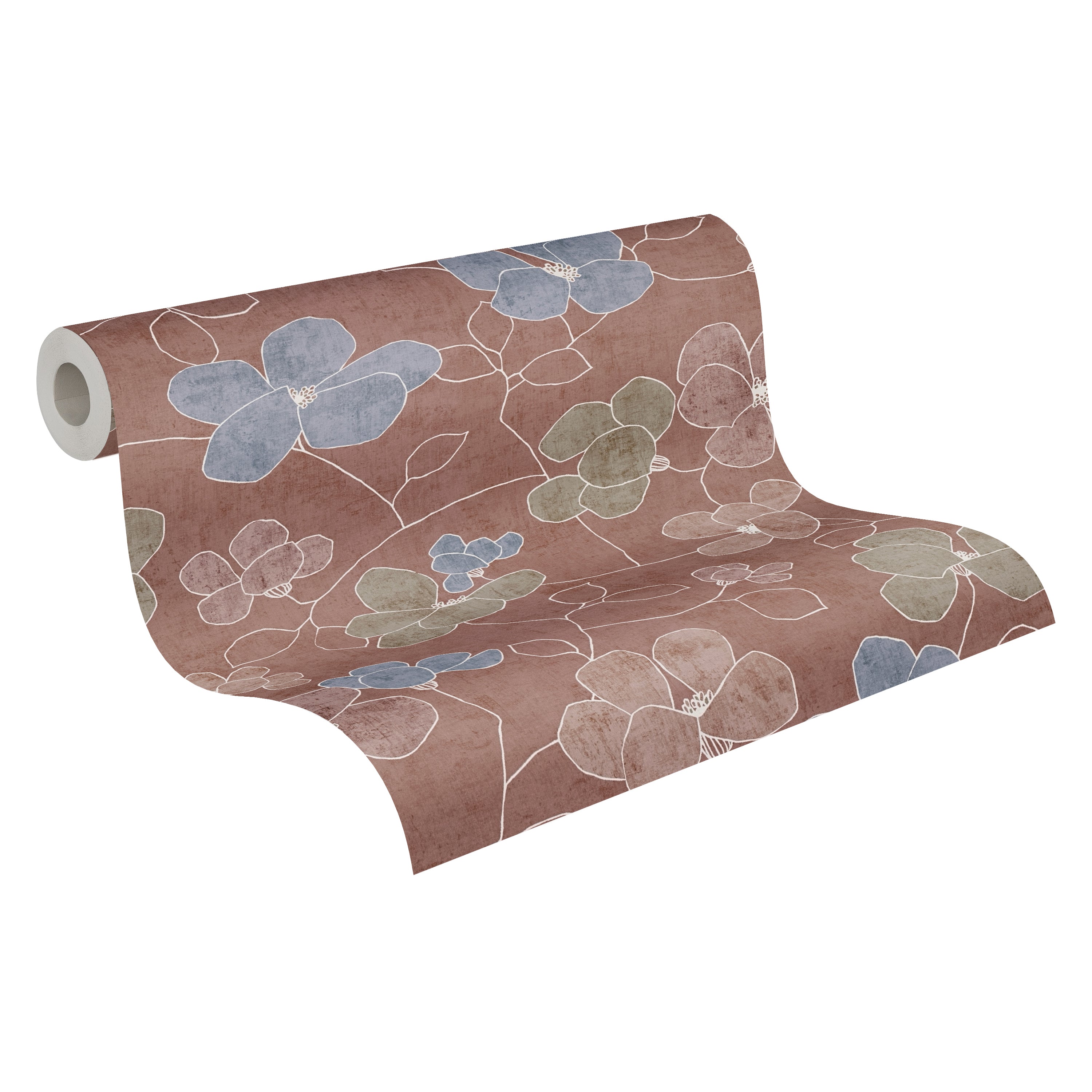 Hochwertige Vliestapete Braun Floral