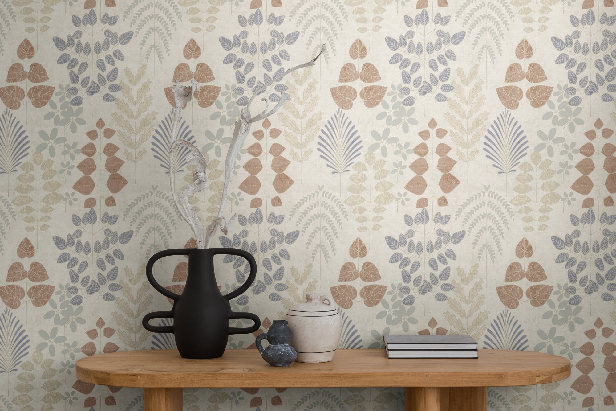 Hochwertige Vliestapete Beige Floral