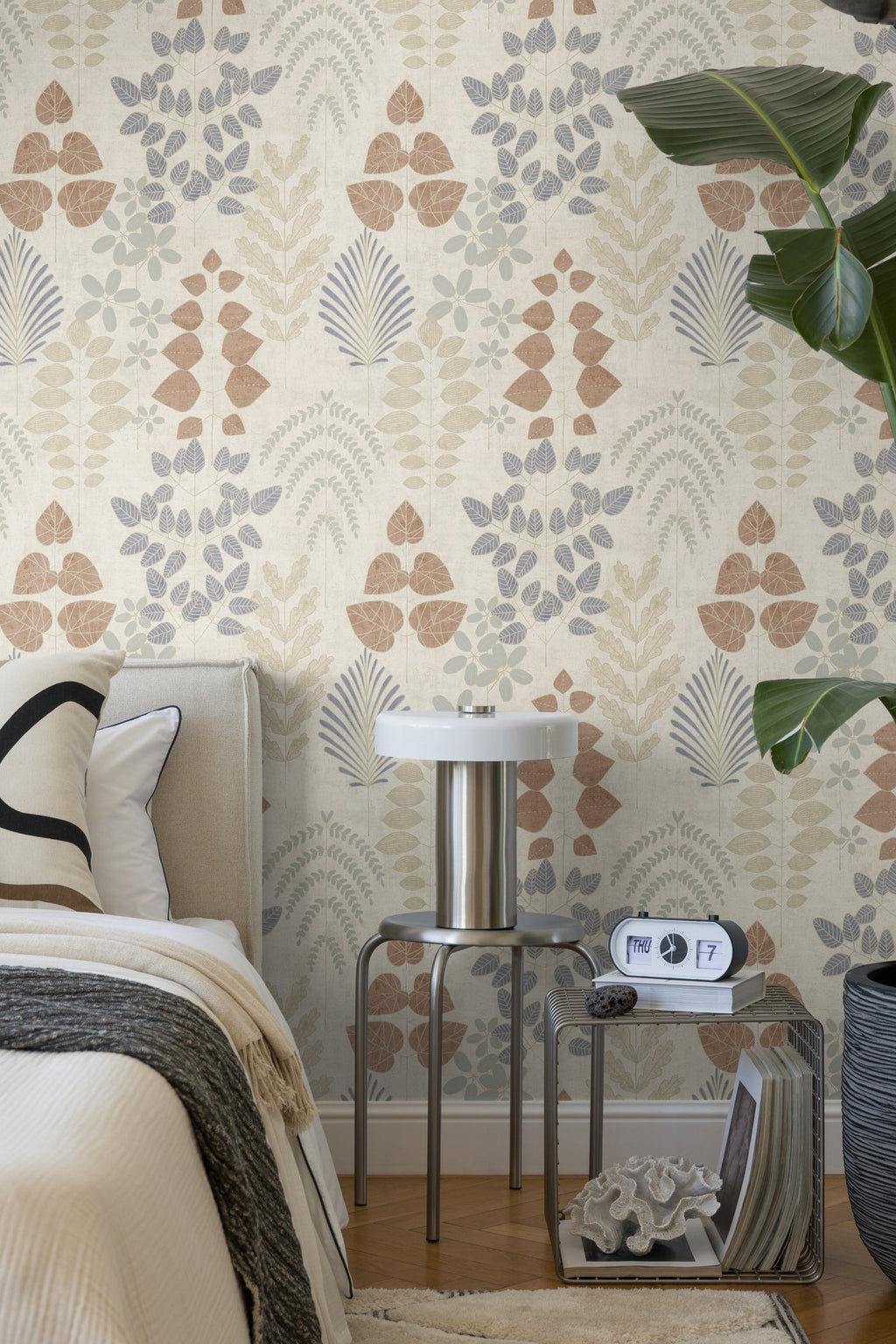 Hochwertige Vliestapete Beige Floral