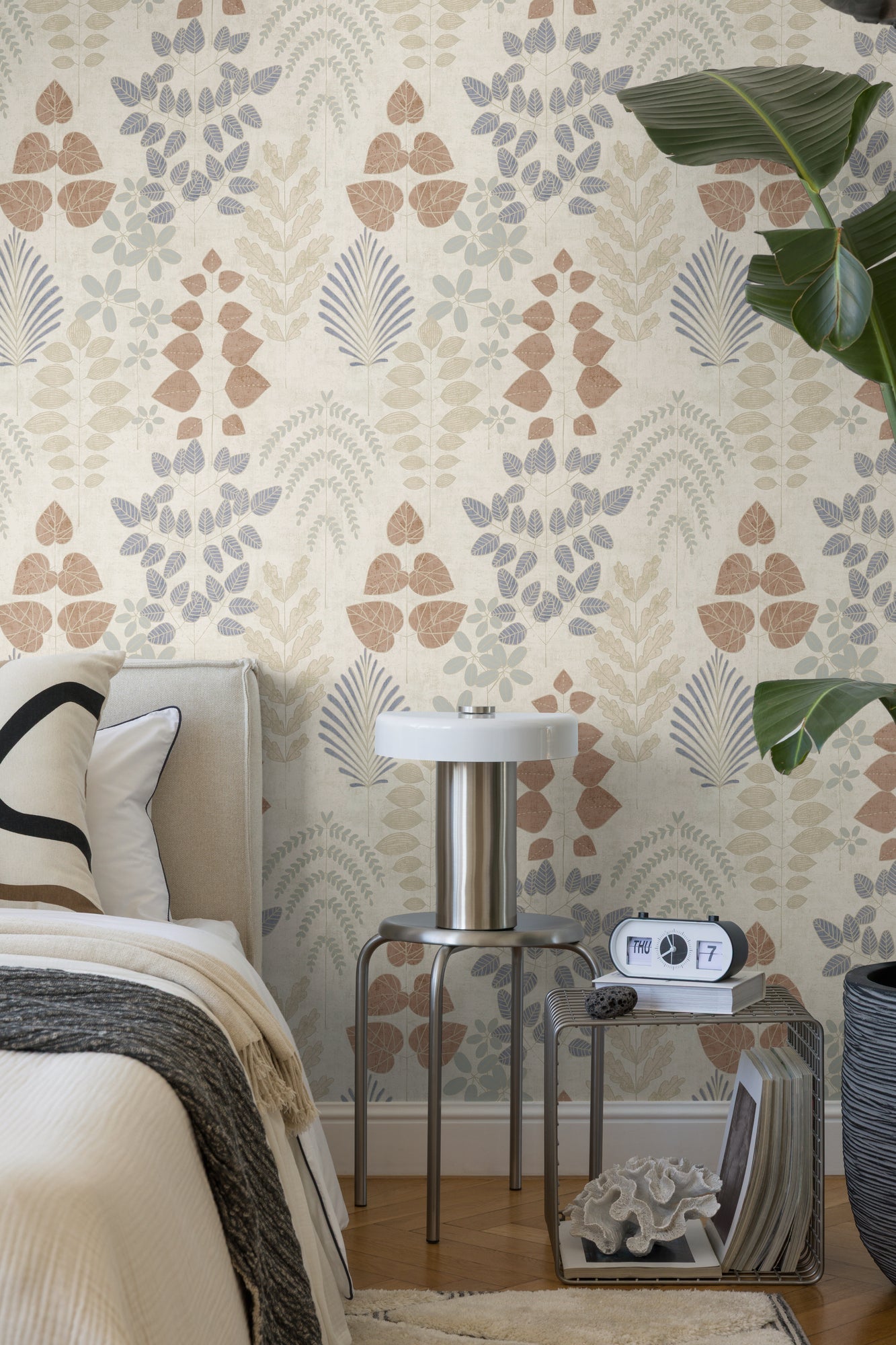 Hochwertige Vliestapete Beige Floral
