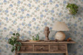 Hochwertige Vliestapete Blau Floral