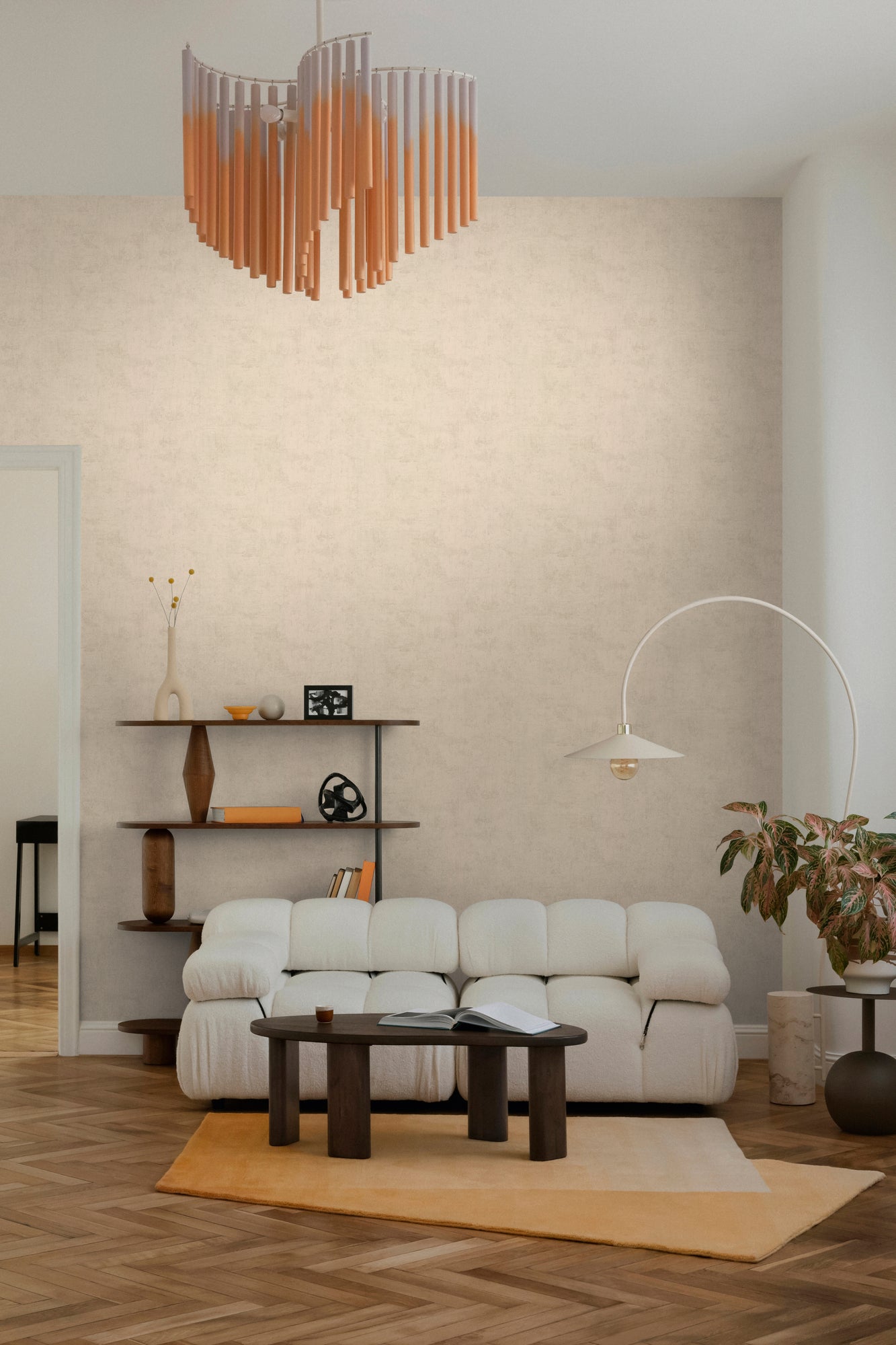 Hochwertige Vliestapete Beige Unitapete