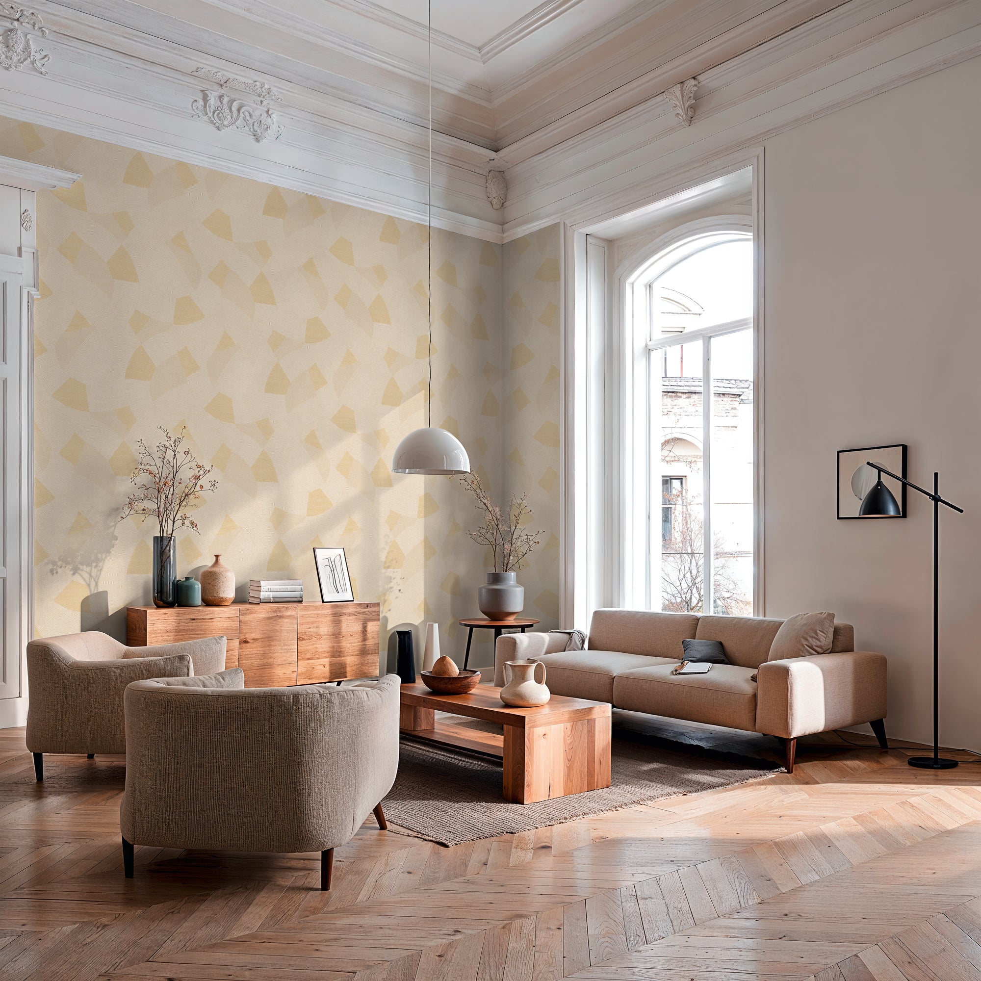 Cuba II-Vliestapete Vinyltapete Beige Geometrisch
