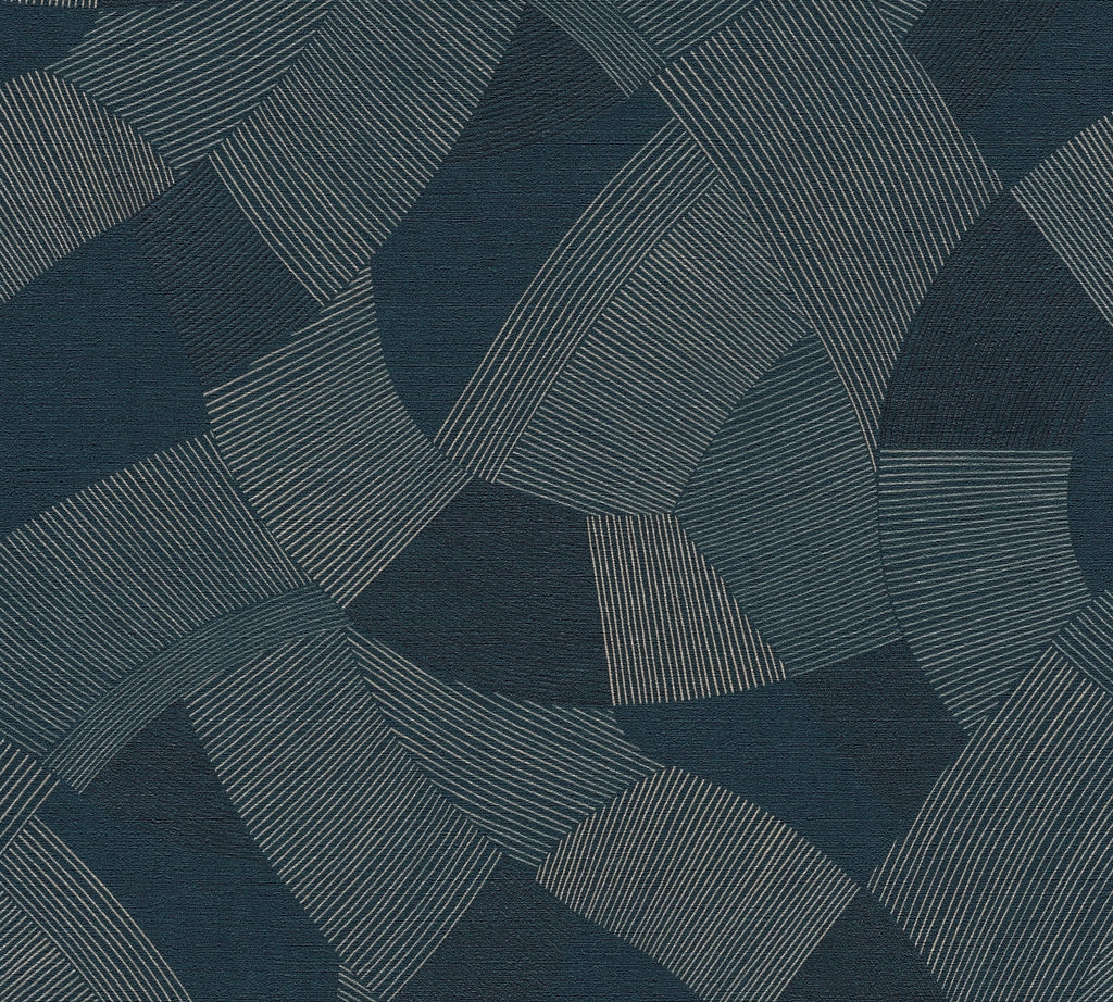 Cuba II-Vliestapete Vinyltapete Blau Geometrisch