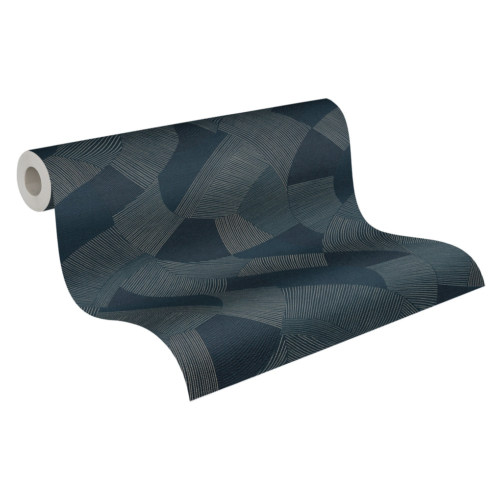 Cuba II-Vliestapete Vinyltapete Blau Geometrisch