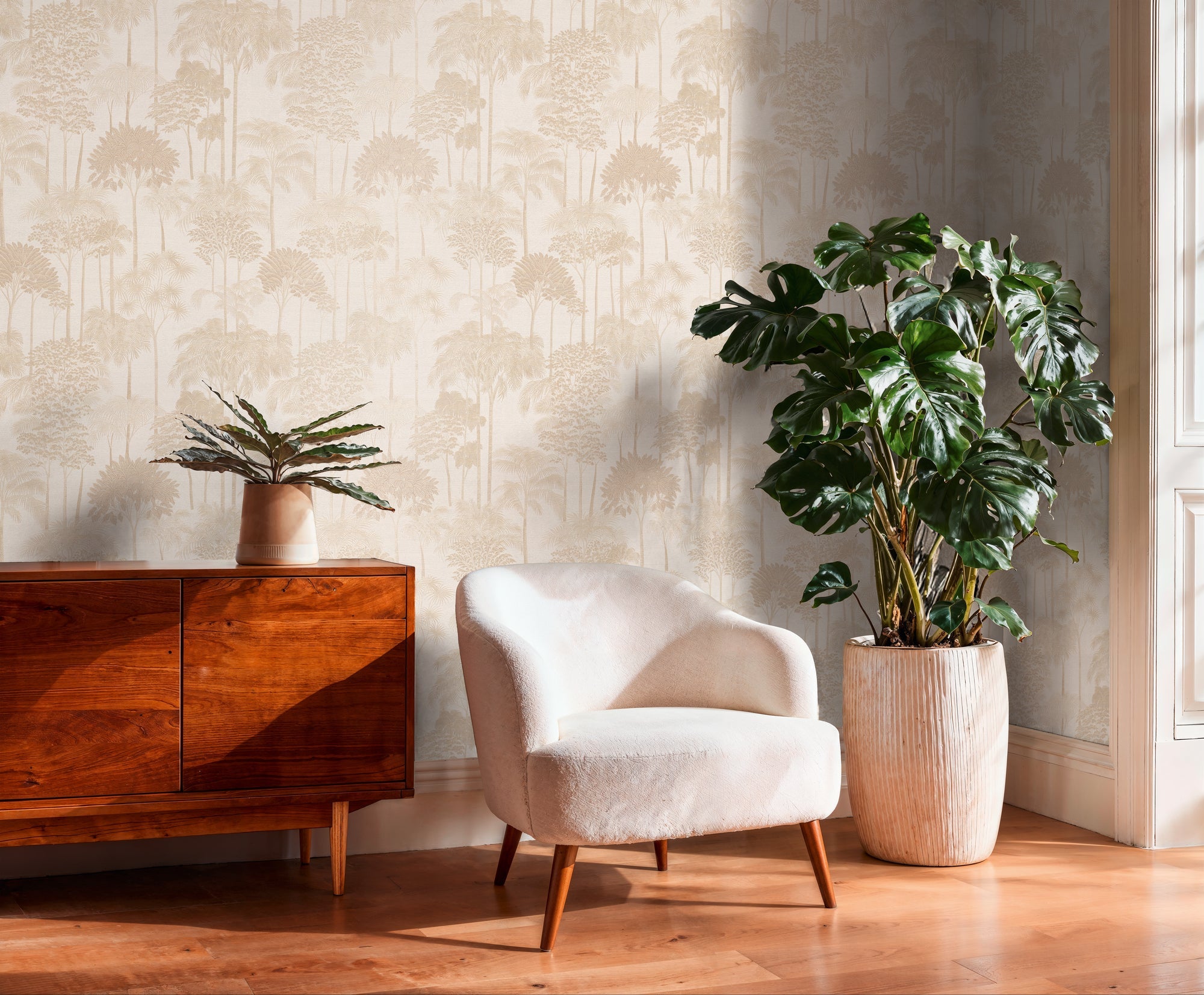 Cuba II-Vliestapete Vinyltapete Beige Dschungel