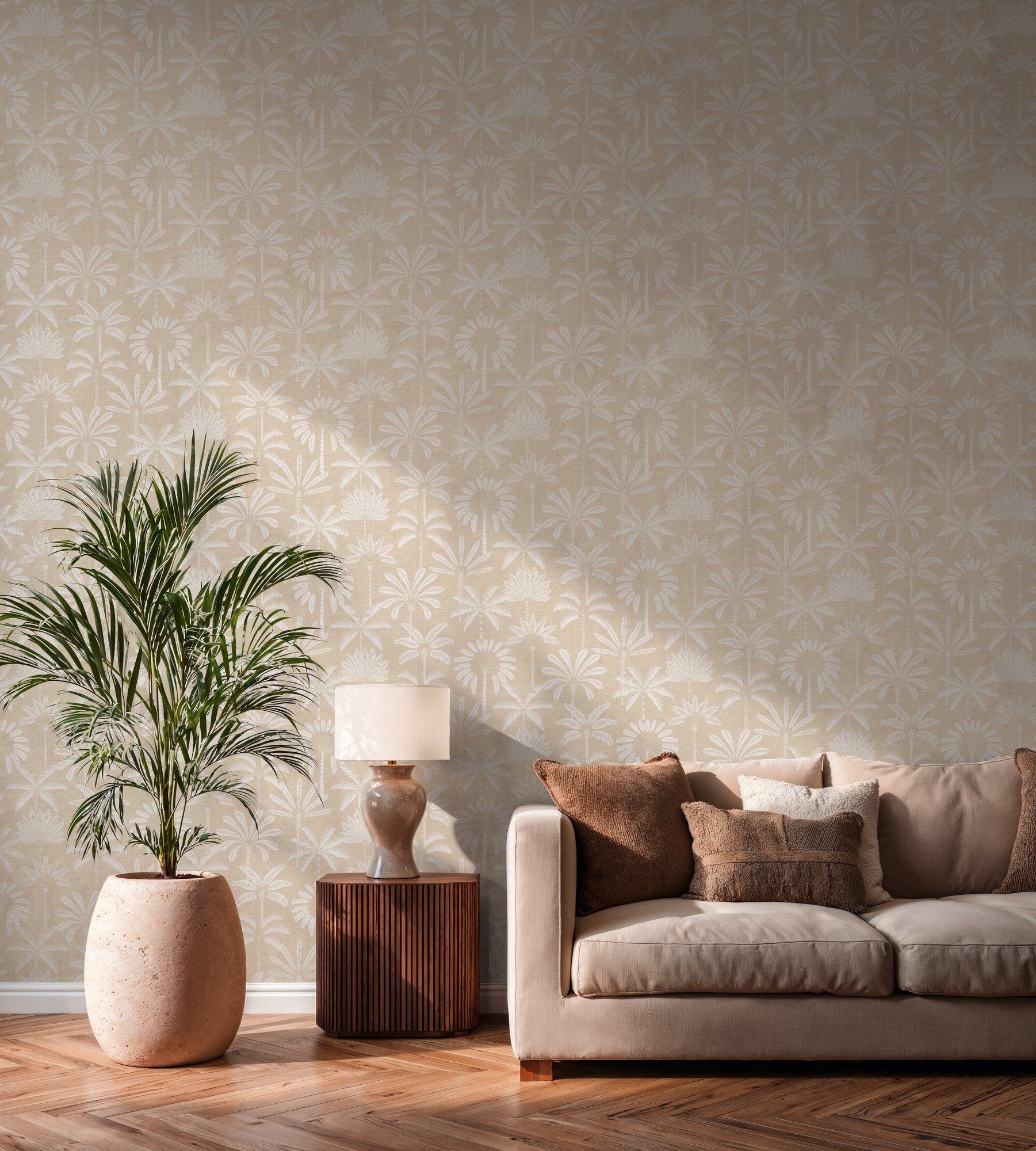 Cuba II-Vliestapete Vinyltapete Beige Dschungel