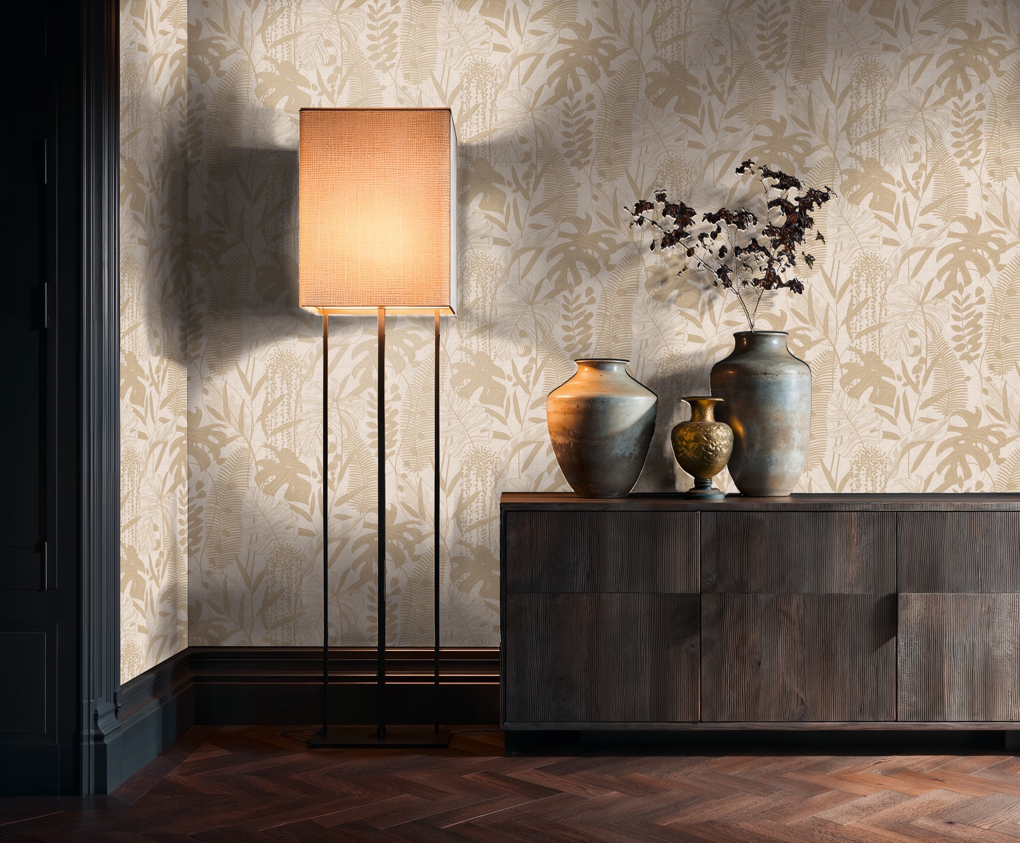 Cuba II-Vliestapete Vinyltapete Beige Dschungel