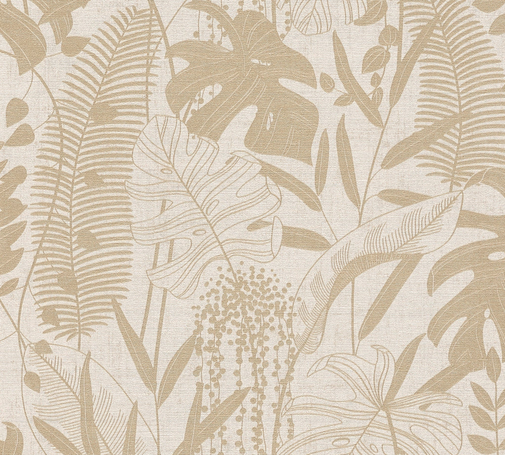 Cuba II-Vliestapete Vinyltapete Beige Dschungel
