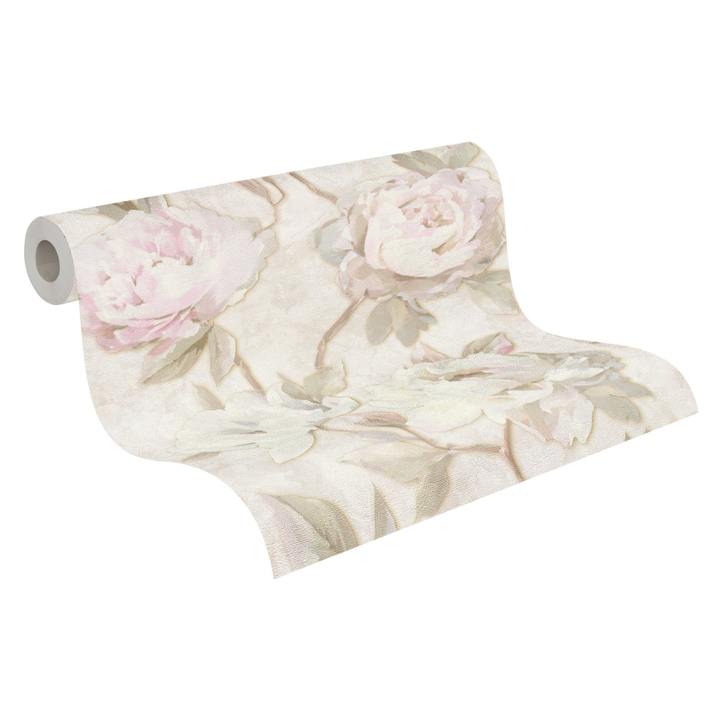 Hochwertige Vliestapete Creme Floral