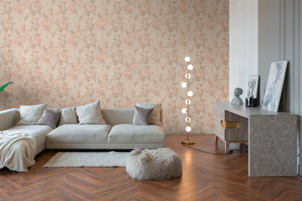 Hochwertige Vliestapete Creme Floral
