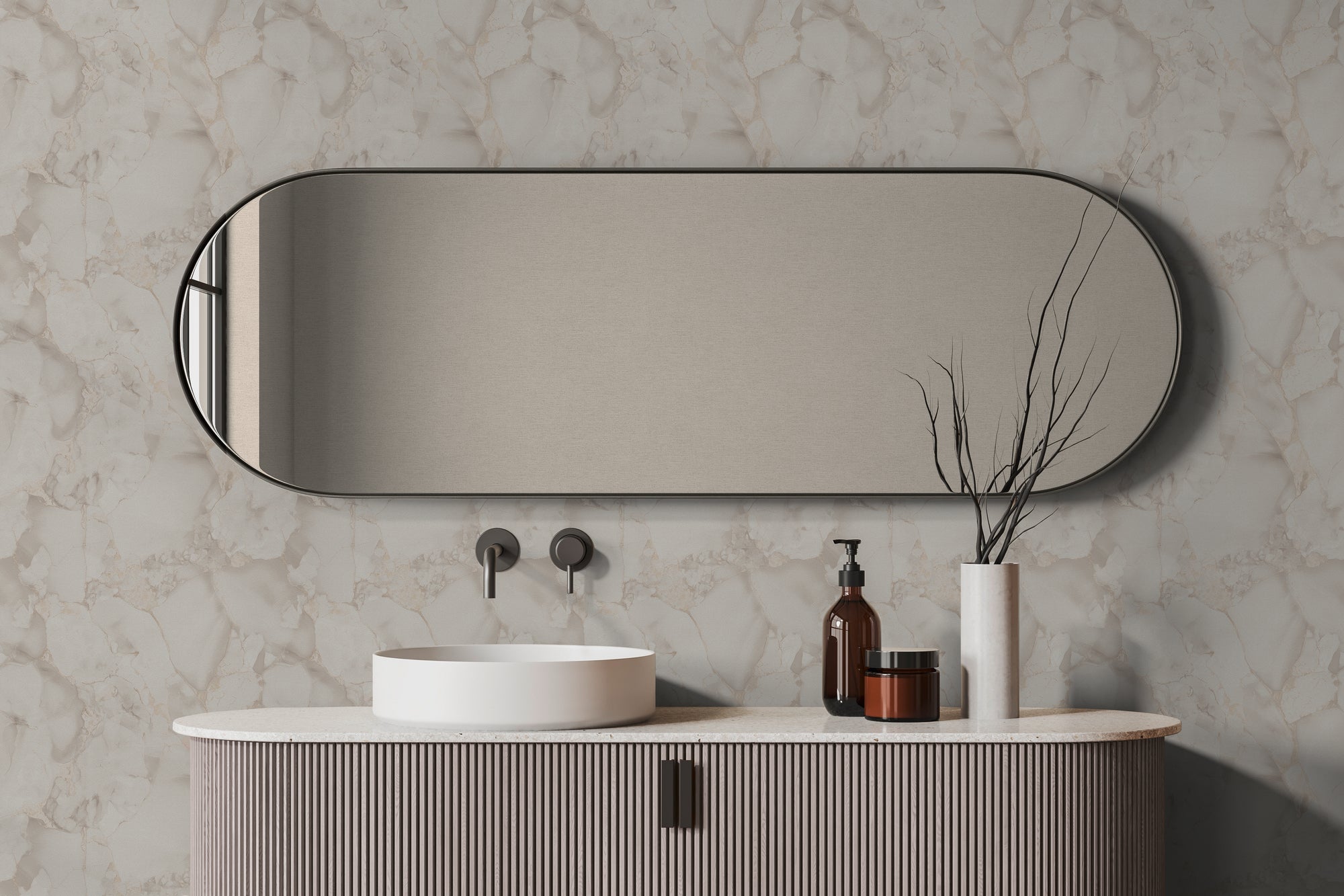 Hochwertige Vliestapete Creme Marmor