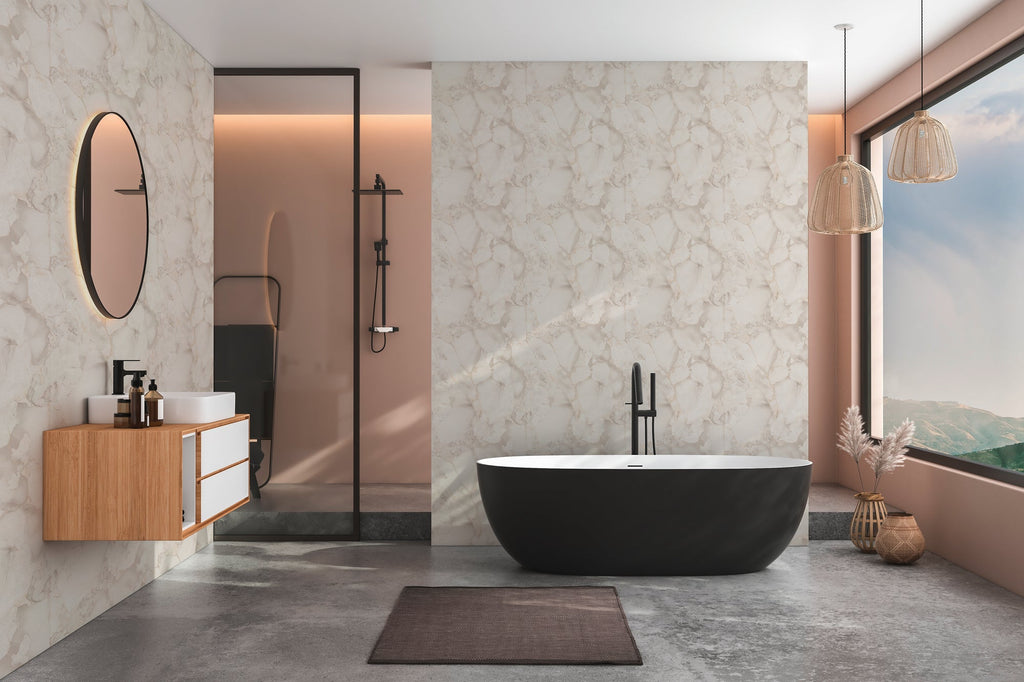 Hochwertige Vliestapete Creme Marmor