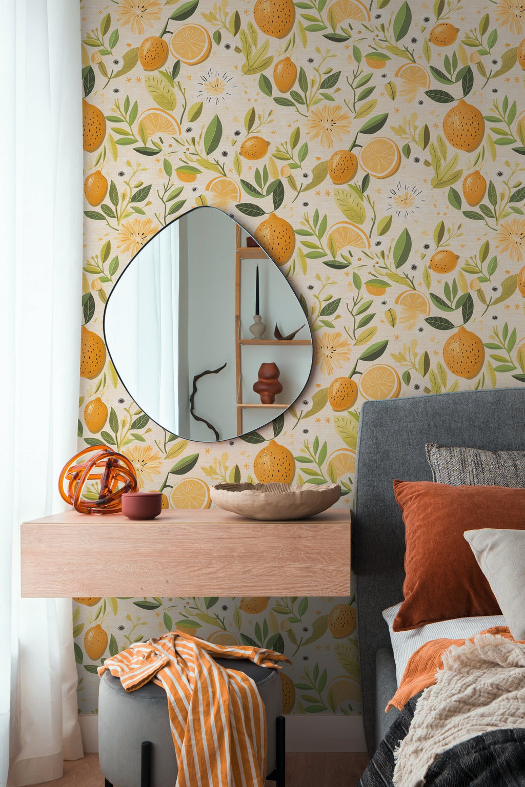 Hochwertige Vliestapete Creme Blumenmuster