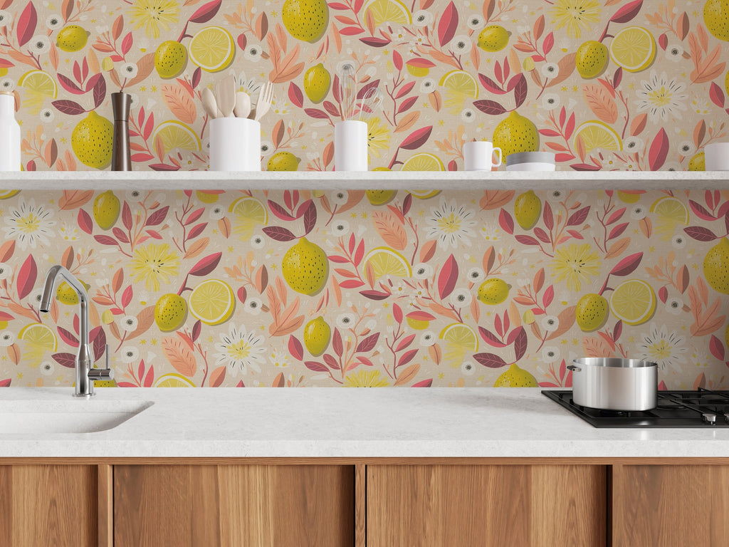 Hochwertige Vliestapete Beige Blumenmuster