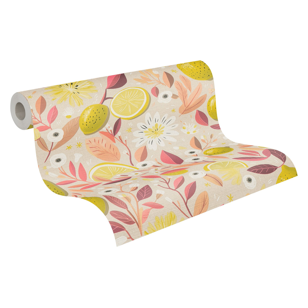 Hochwertige Vliestapete Beige Blumenmuster