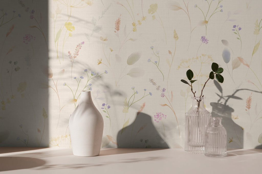 Hochwertige Vliestapete Weis Floral