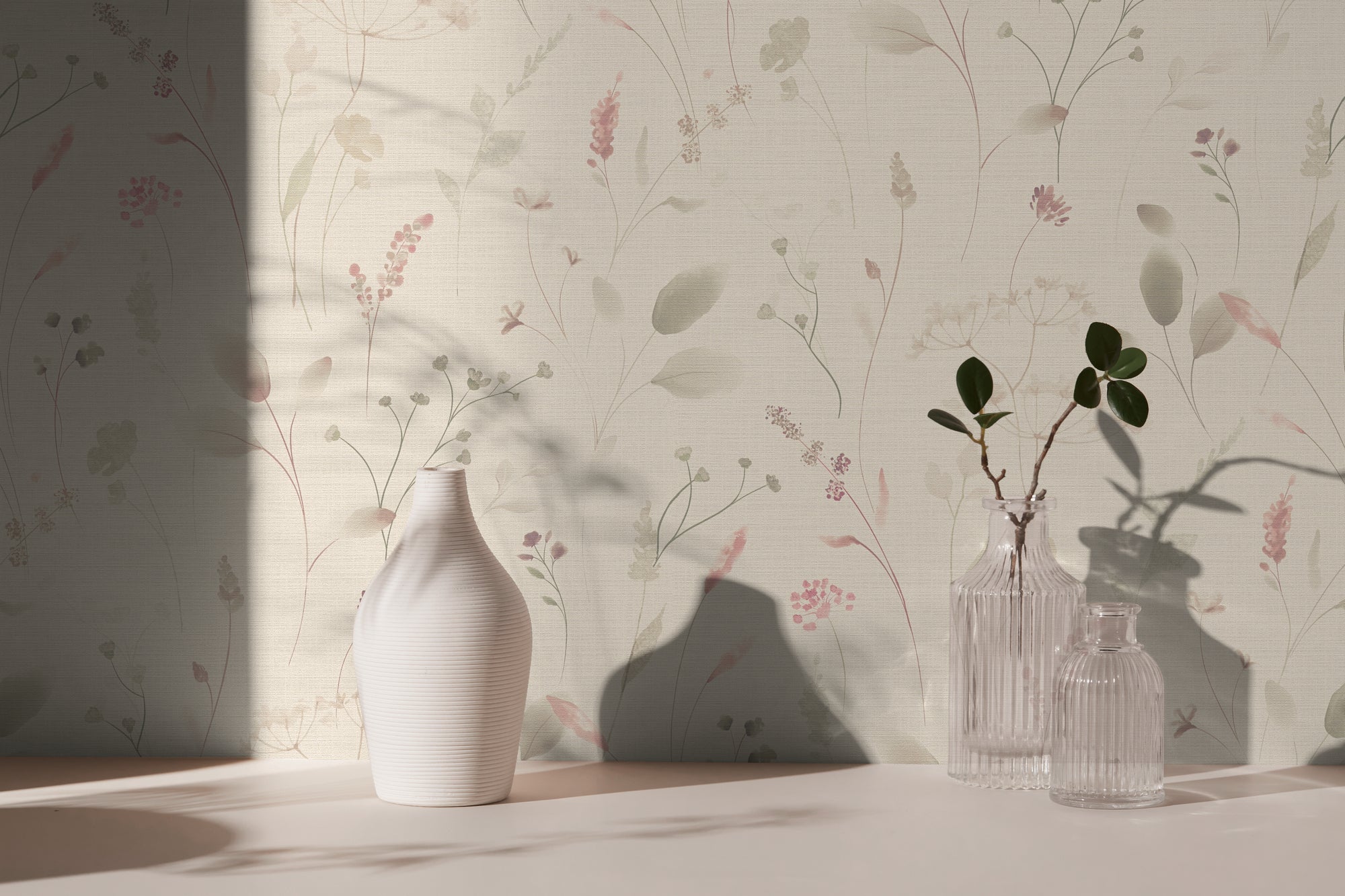 Hochwertige Vliestapete Weis Floral