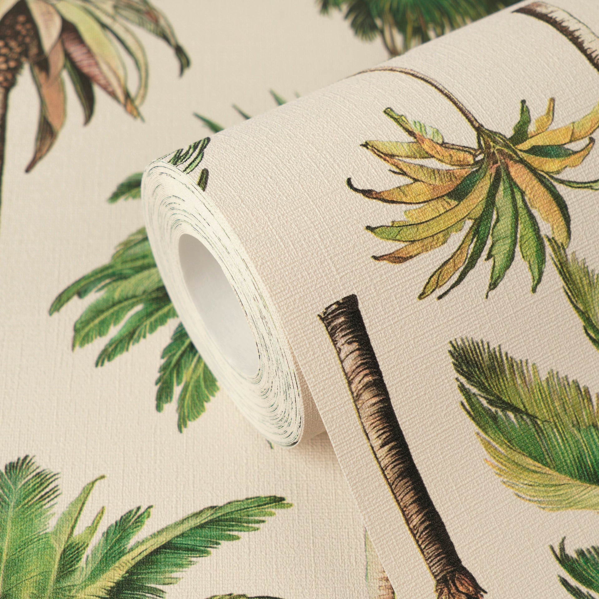 Hochwertige Vliestapete Beige Floral