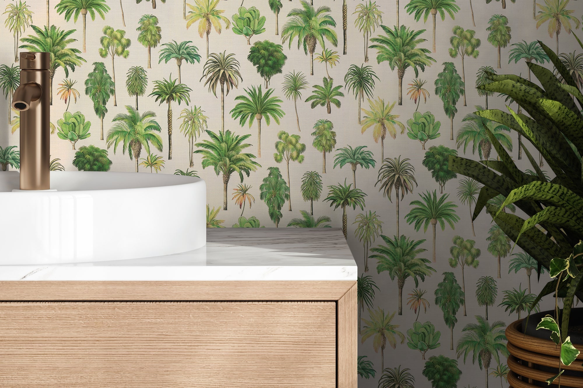 Hochwertige Vliestapete Beige Floral