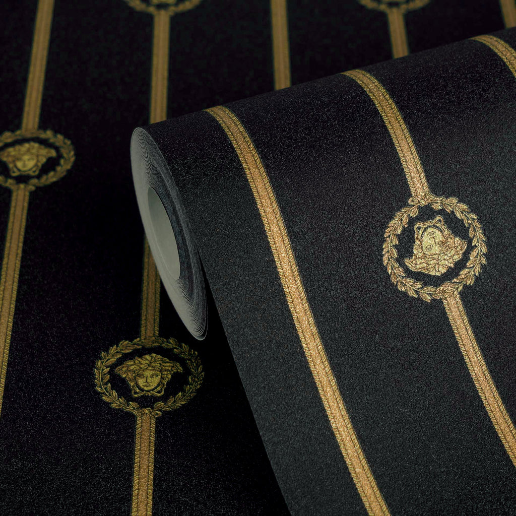 Versace 6-Vliestapete Vinyltapete Schwarz Streifentapete