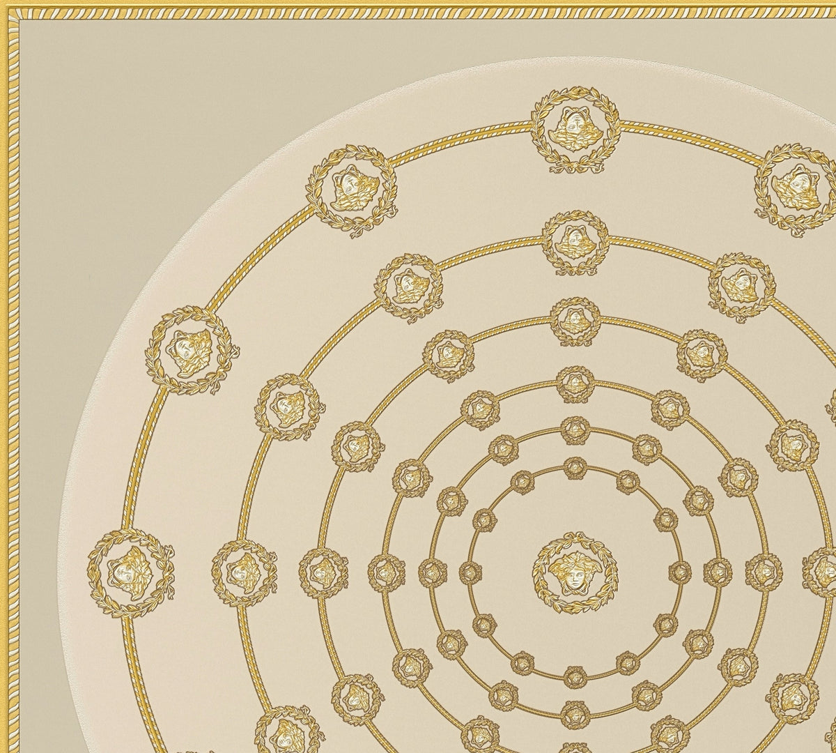 Papel pintado vinílico Versace 6 beige cabeza de Medusa emblemática - Matex - Imagen 7