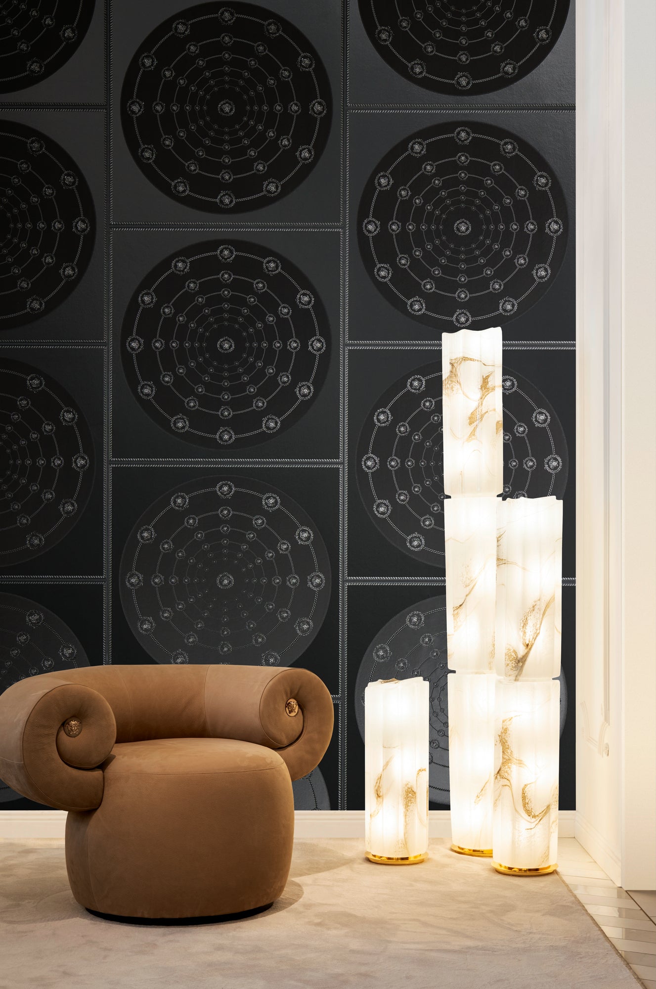 Versace 6-Vliestapete Vinyltapete Schwarz Medusakopf