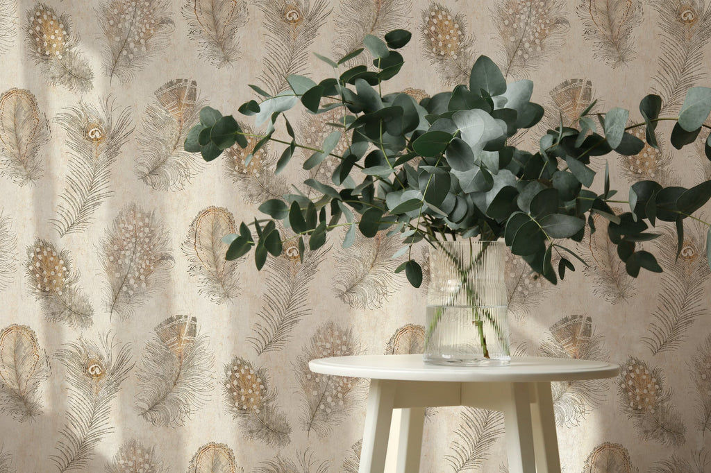 Hochwertige Vliestapete Beige Asiatisch