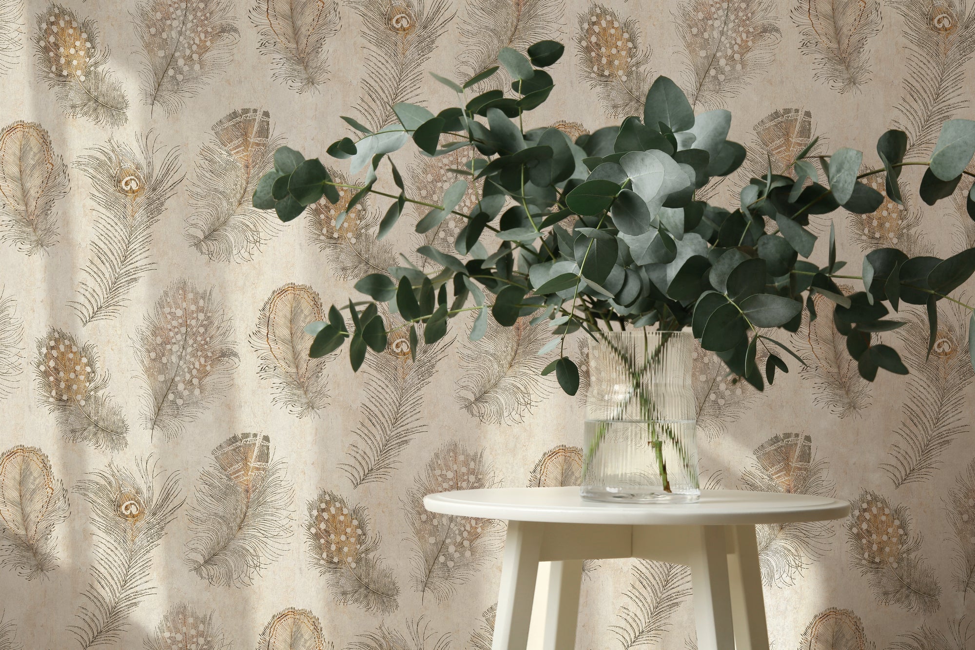 Hochwertige Vliestapete Beige Asiatisch