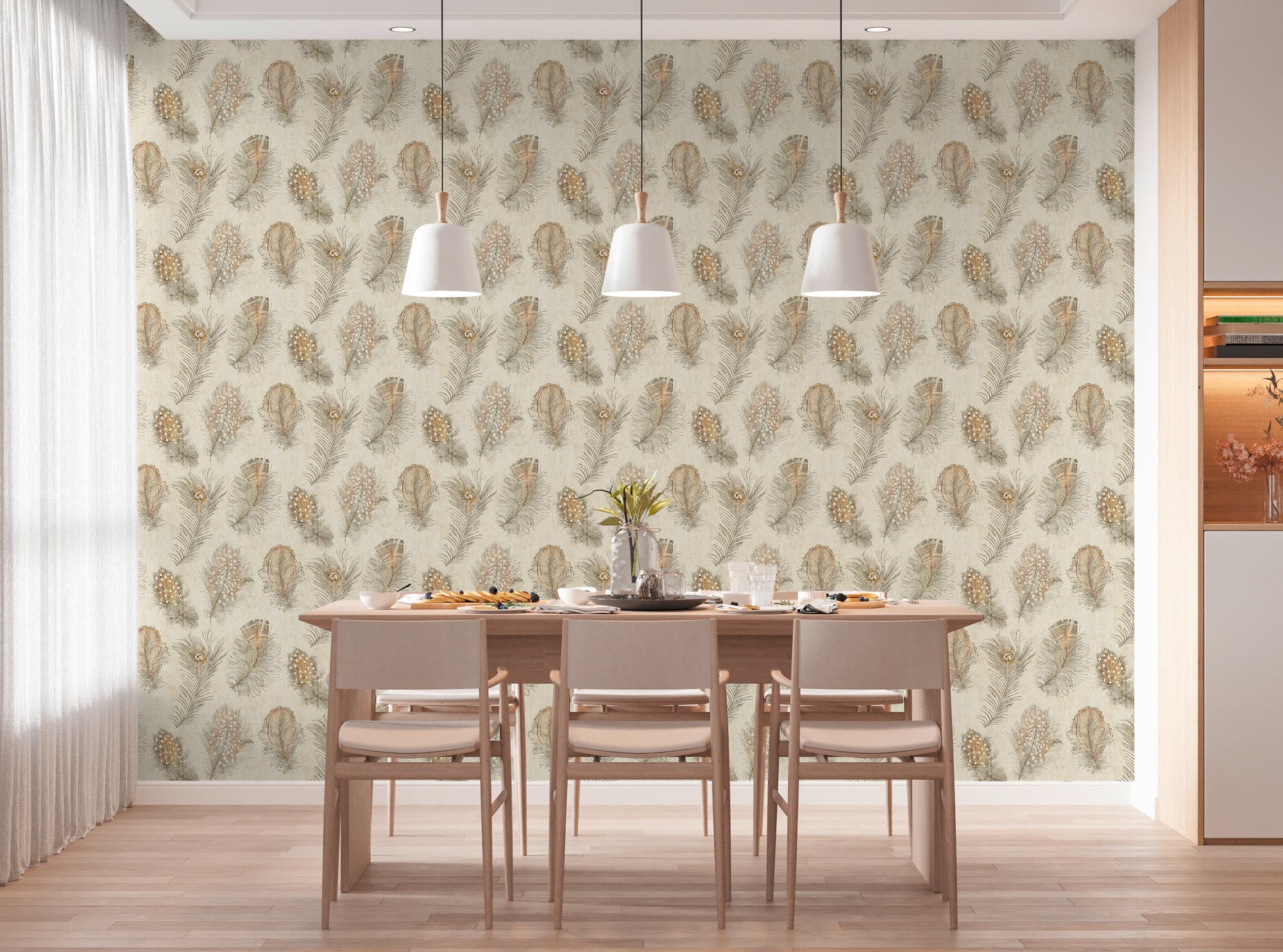 Hochwertige Vliestapete Beige Asiatisch