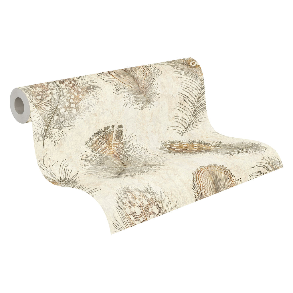Hochwertige Vliestapete Beige Asiatisch
