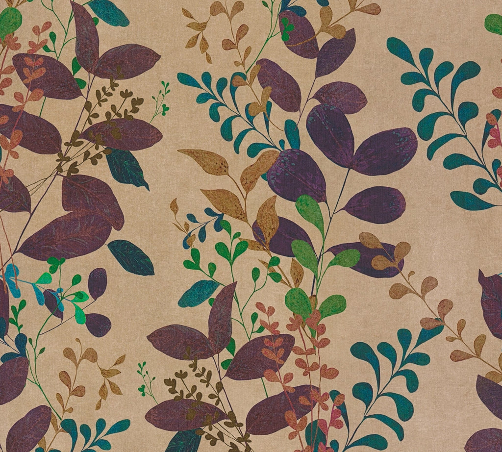 Hochwertige Vliestapete Braun Floral