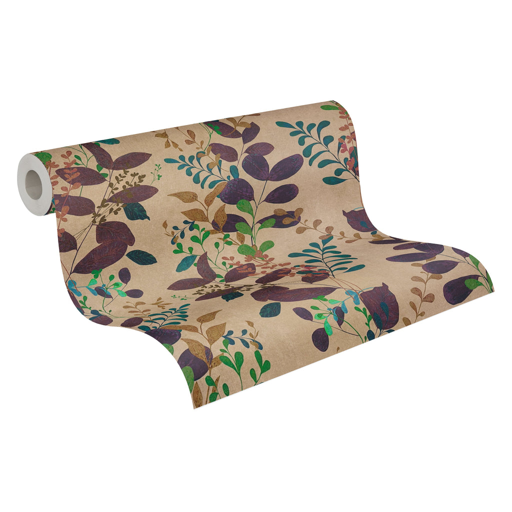Hochwertige Vliestapete Braun Floral