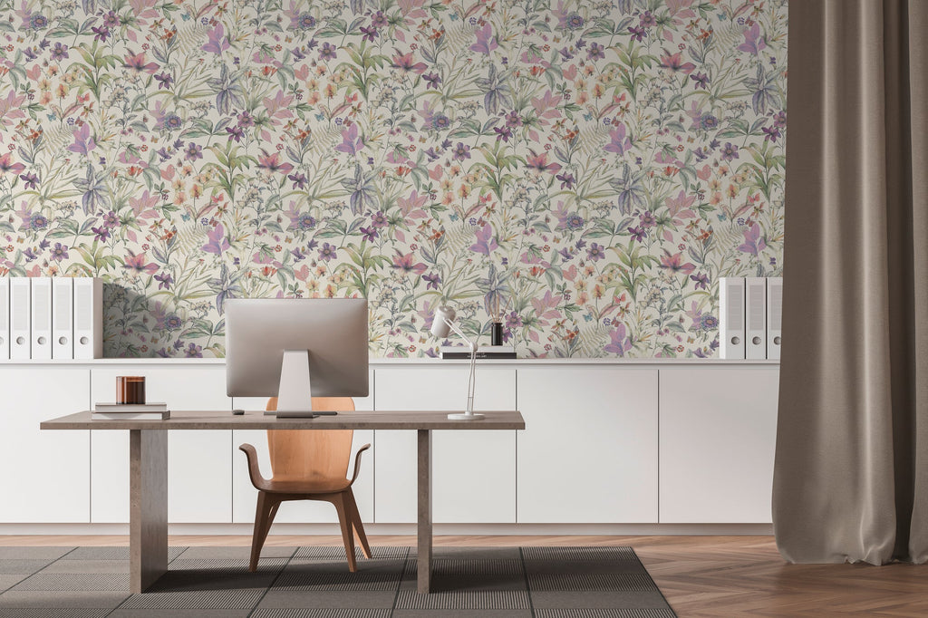 Hochwertige Vliestapete Weis Floral