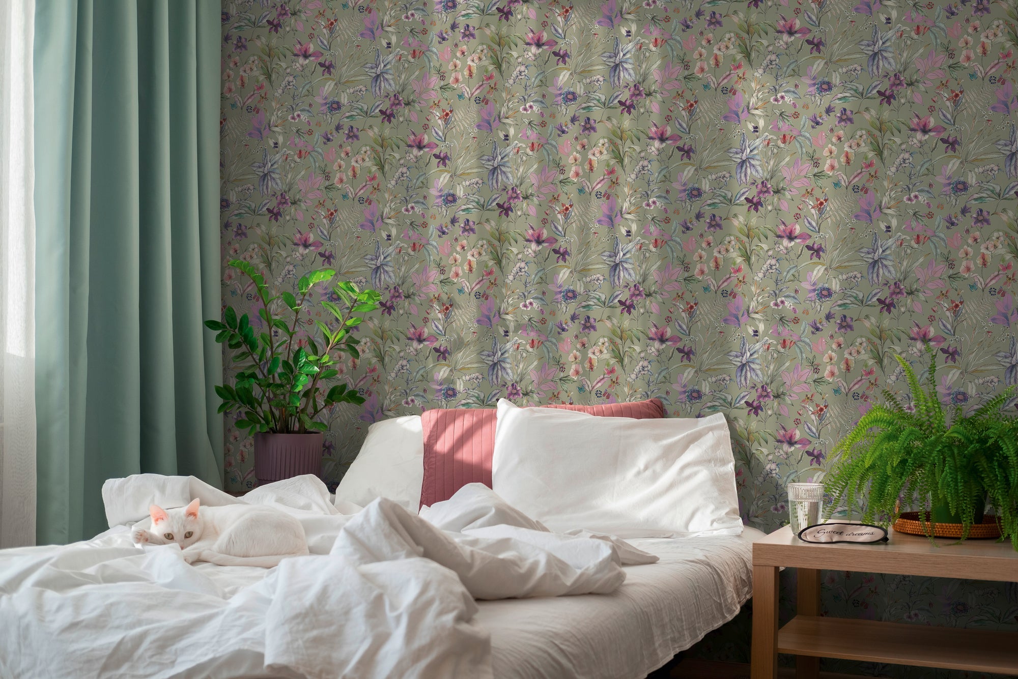 Hochwertige Vliestapete Gruen Floral